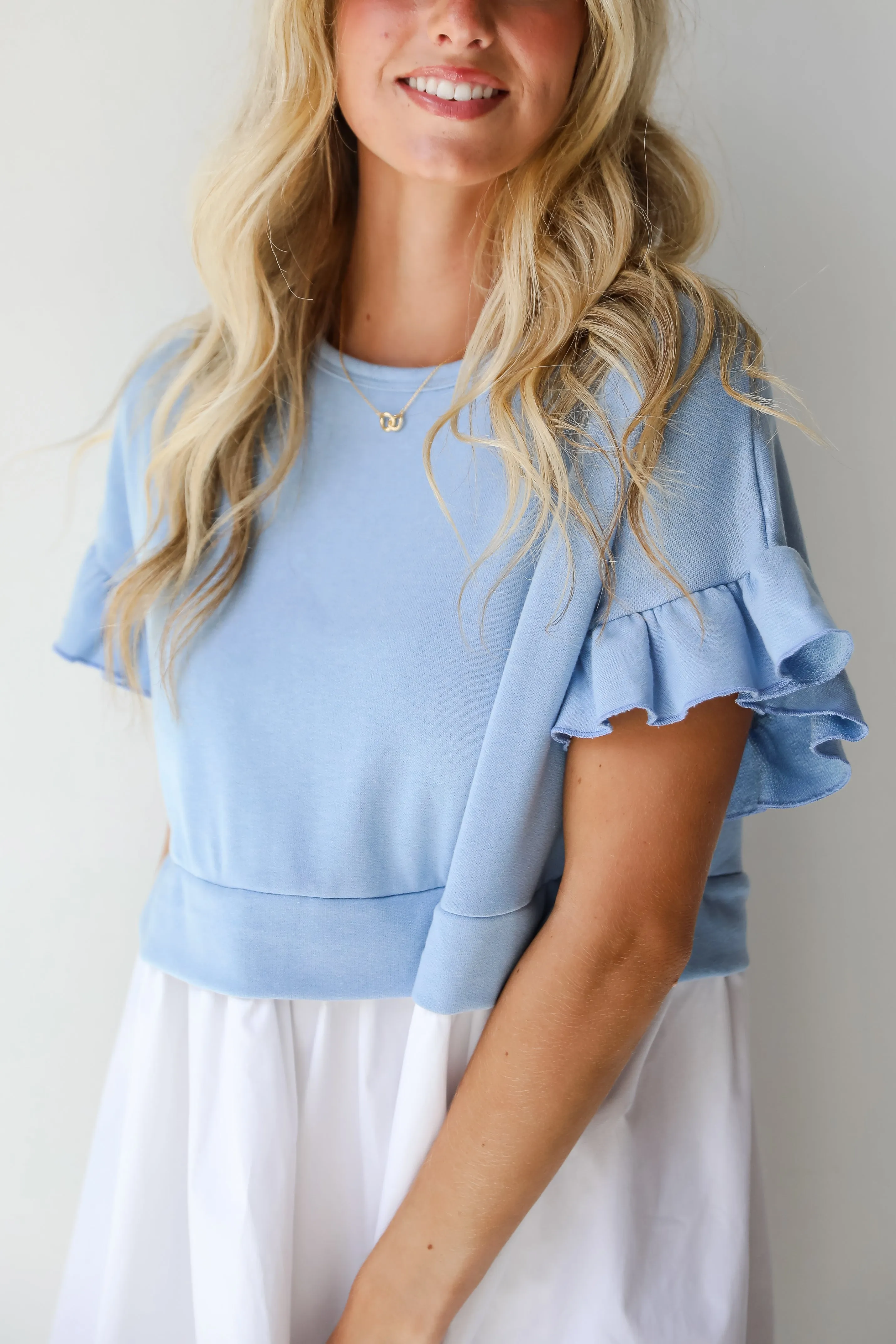 FINAL SALE - Thriving Sweetness Blue Contrast Mini Dress