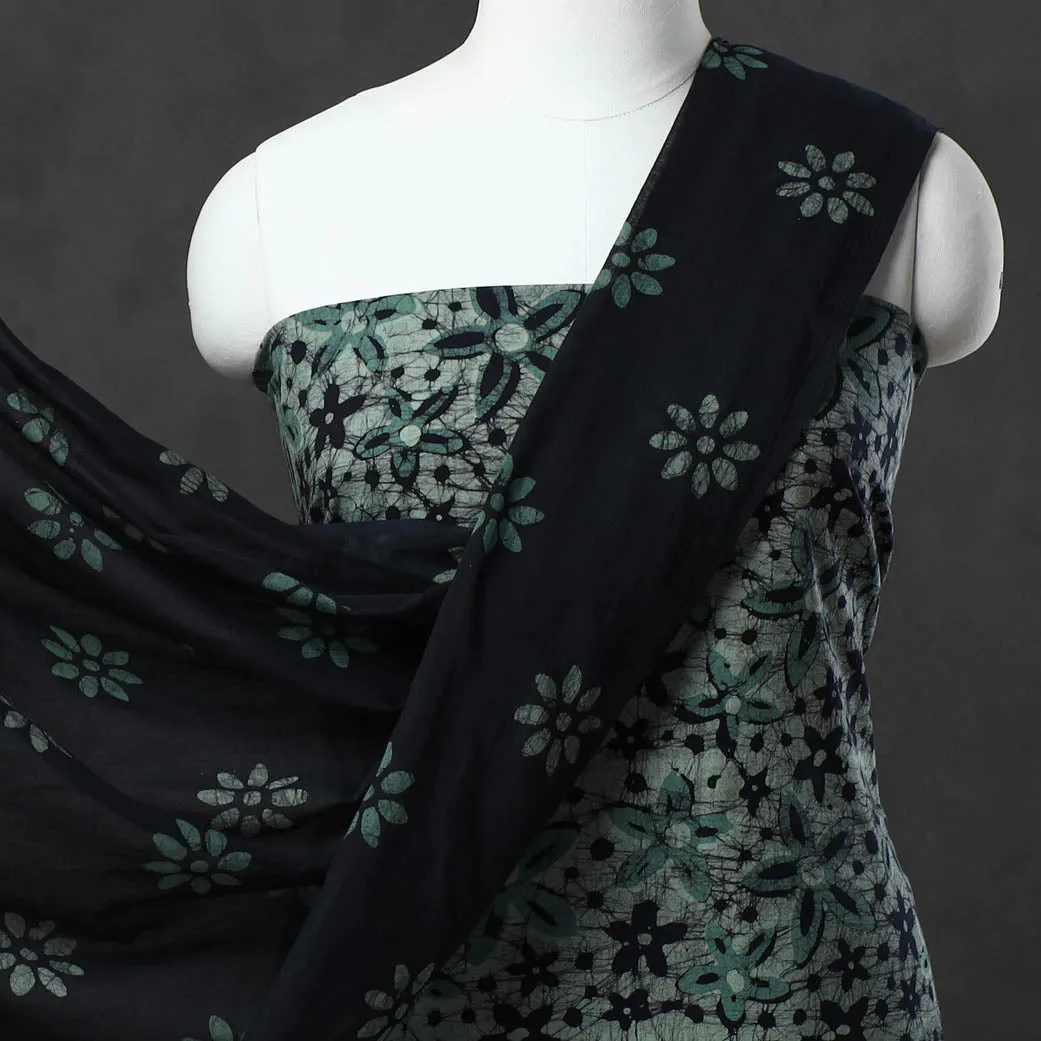 Green - Kutch Print Cotton 3pc Batik Dress Material 92