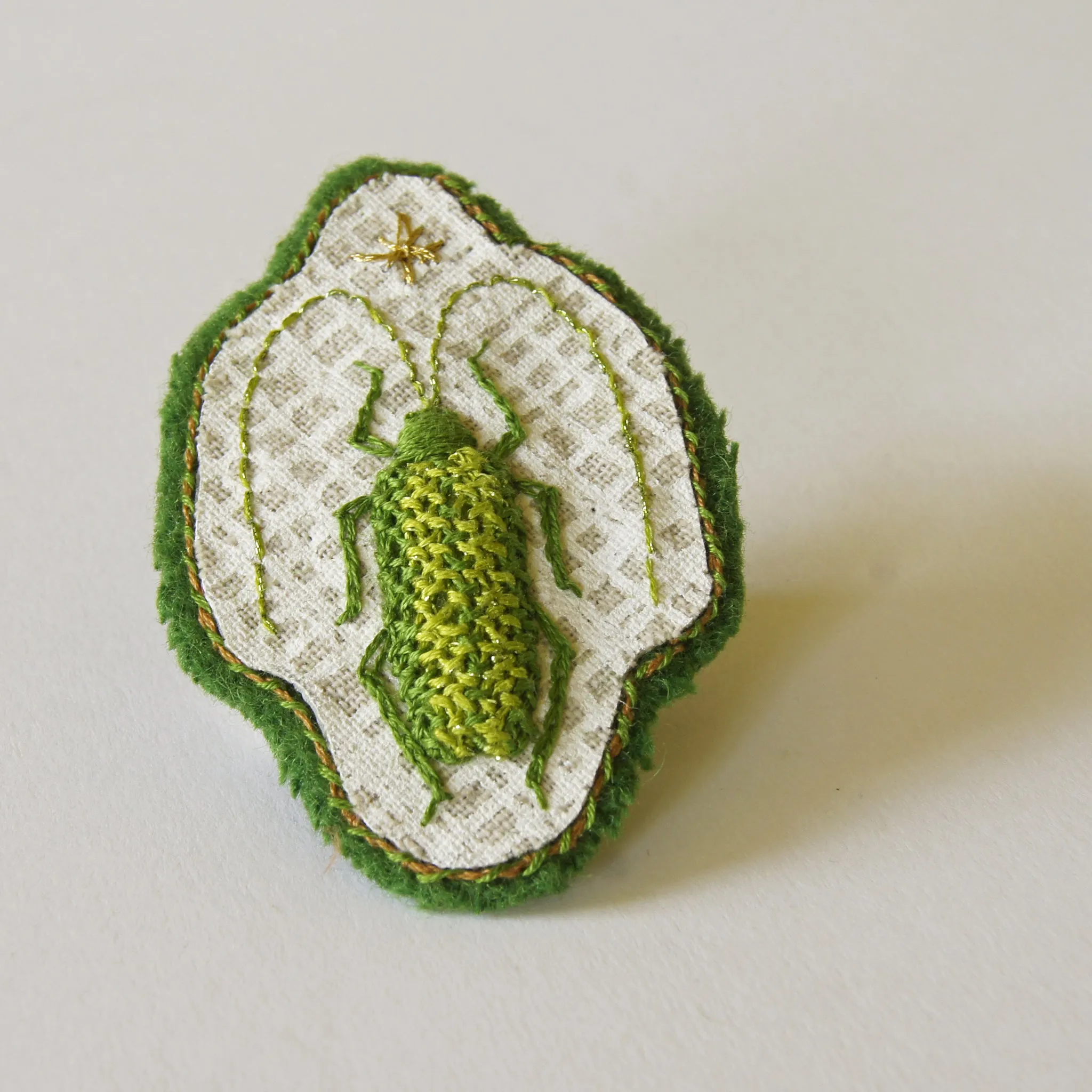 Green Longhorn Beetle Patch Sew-On