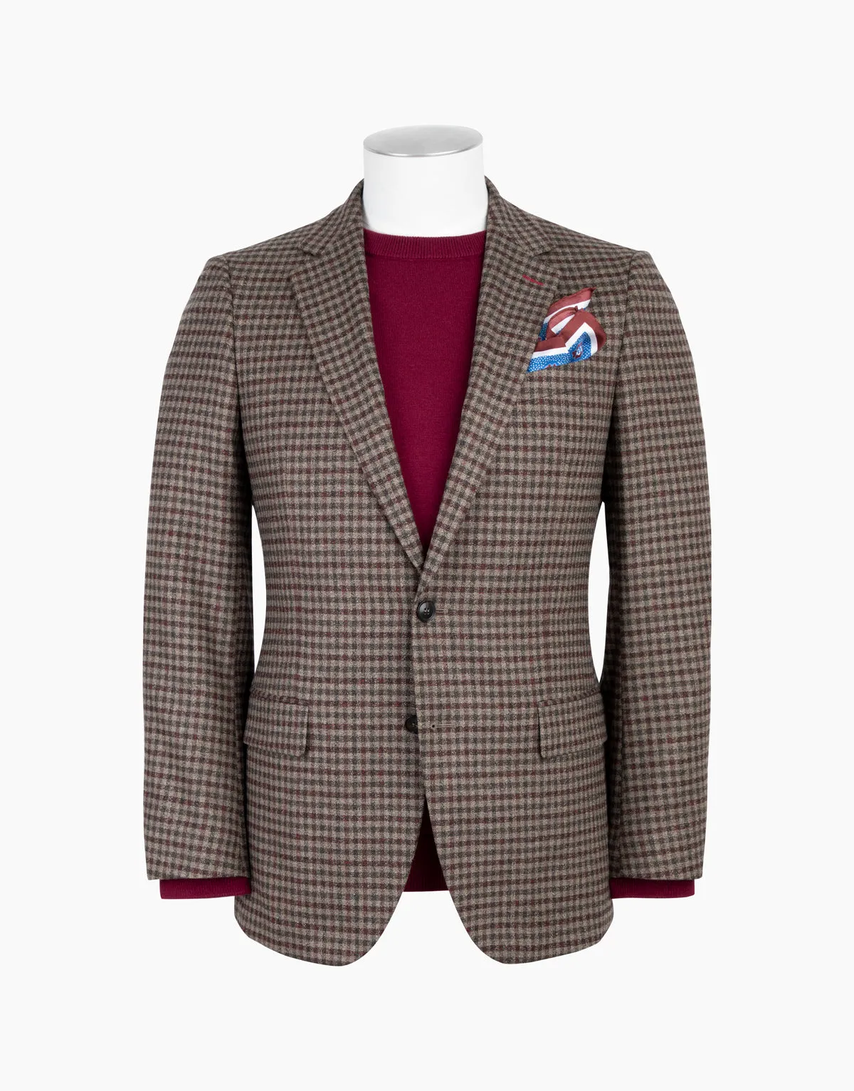 Hawker Brown & Burgundy Check Blazer