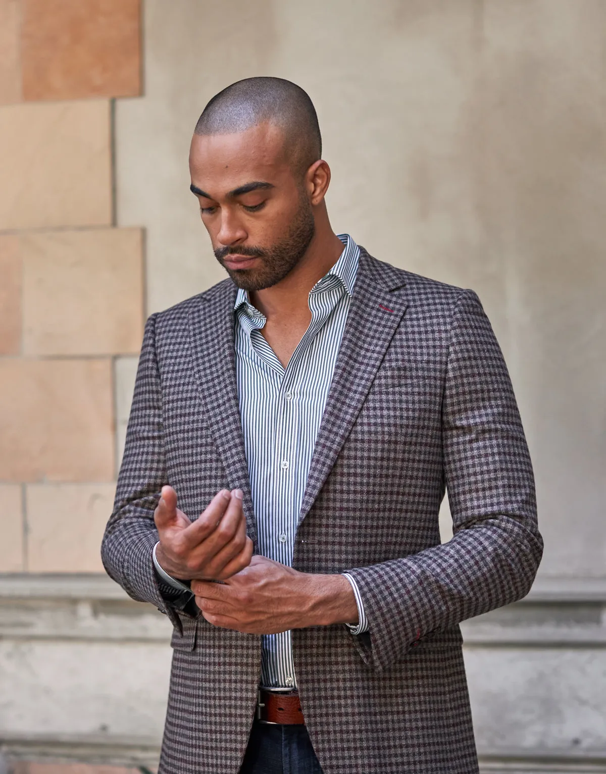 Hawker Brown & Burgundy Check Blazer