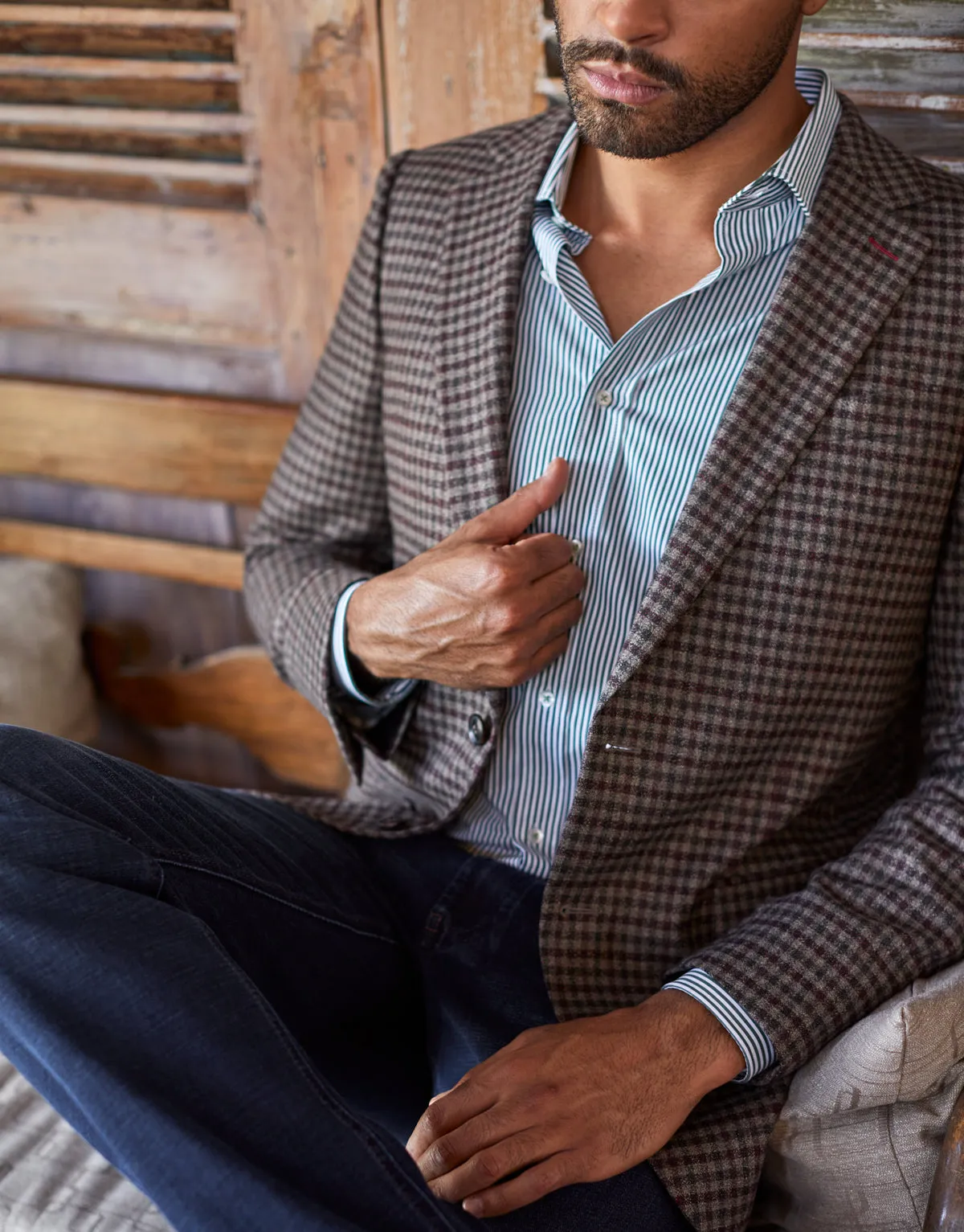 Hawker Brown & Burgundy Check Blazer