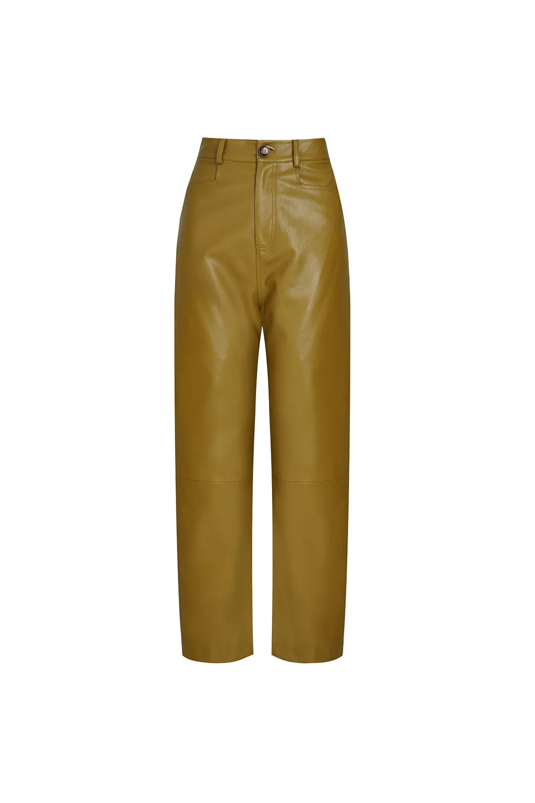 High waist leather pants | Draped wide-leg pants trousers | Commuter leather pants