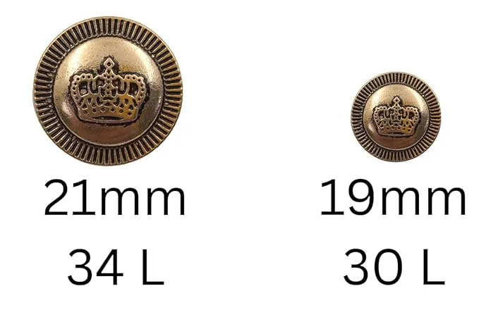 Imperial Emblems Crown Metal Buttons(8 Small   6 Big)