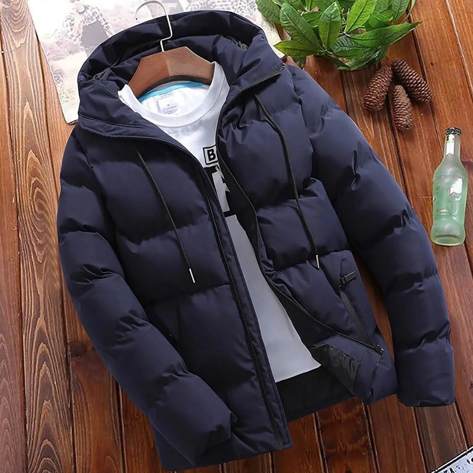 JAKIT™ Winter Thicken Warm Puffy Men's Down Jacket Fashion Business solid color, Slim Fit Long Sleeve Zipper Windproof Outdoor Autumn Male Jacket Streetwear, hooded