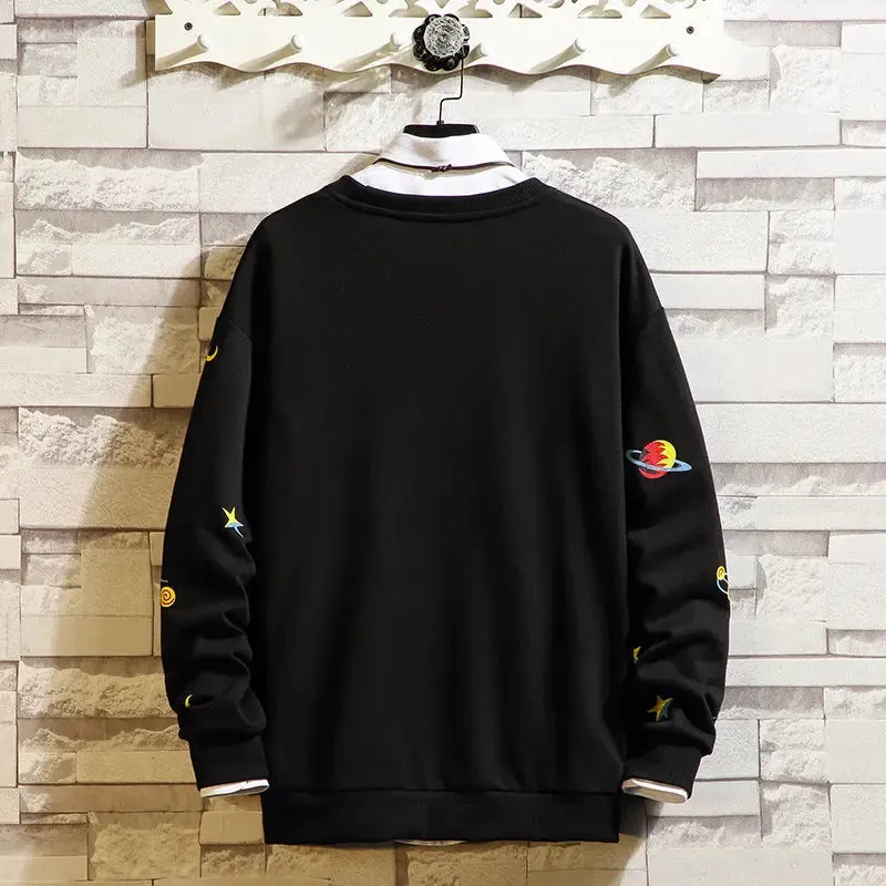 Japanese Large Size Printed Loose Shoulder Round Neck Casual Long-sleeved sweatshirt