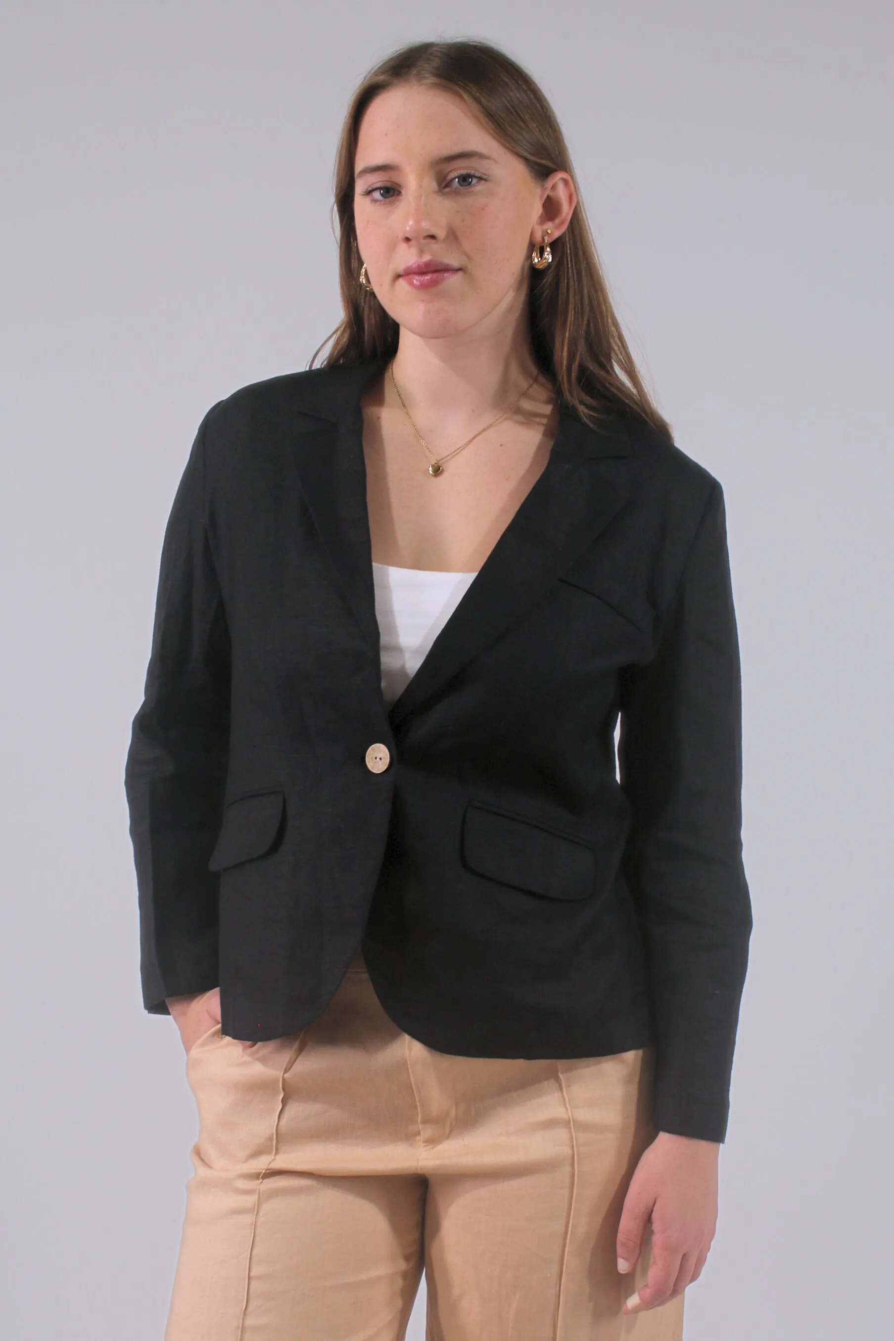 Karen 100% Linen Fitted Blazer