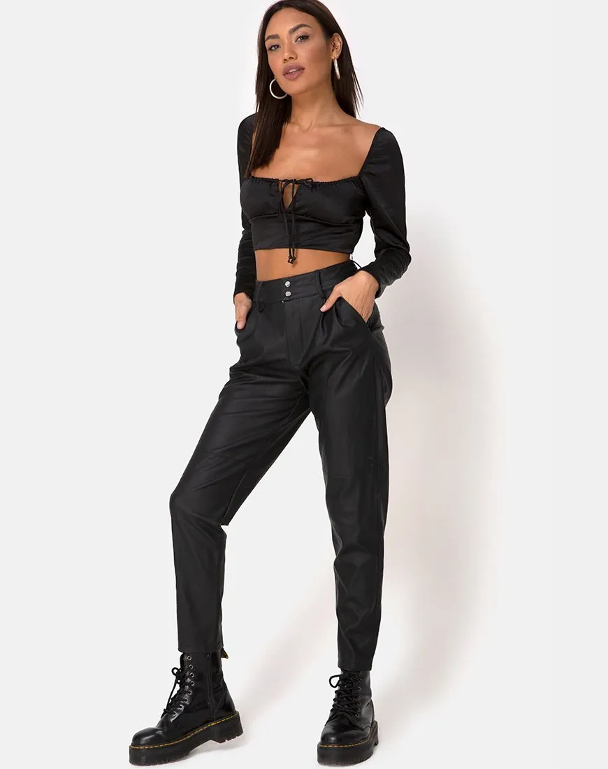 Laman Crop Top in Satin Black