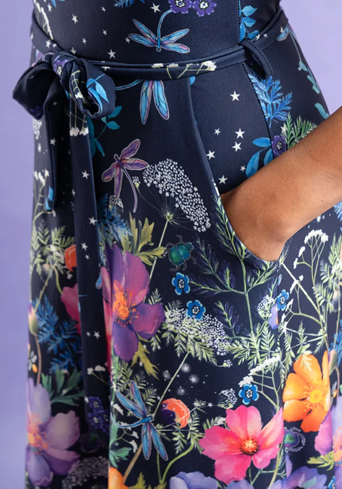 Libelle Border Floral & Dragonfly Print Midi Dress