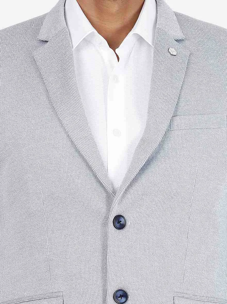 Light Blue Solid Regular Fit Blazer | JB Studio