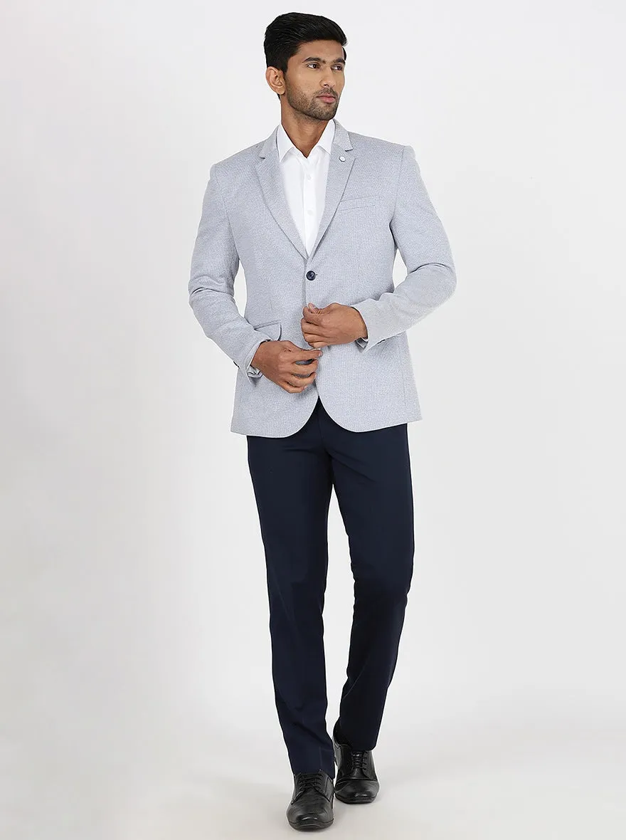 Light Blue Solid Regular Fit Blazer | JB Studio