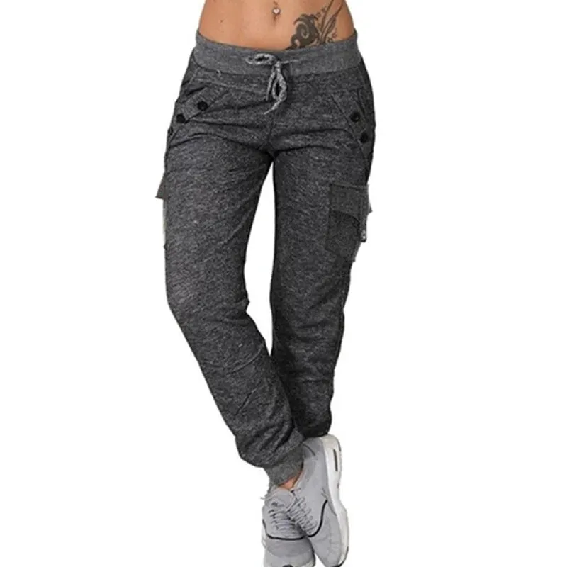 LVSANW 2024 Autumn Winter Loose Sport Casual Women Pants Solid Pocket High Waist Trousers Femme Jogger Elastic Waist Harem Pants