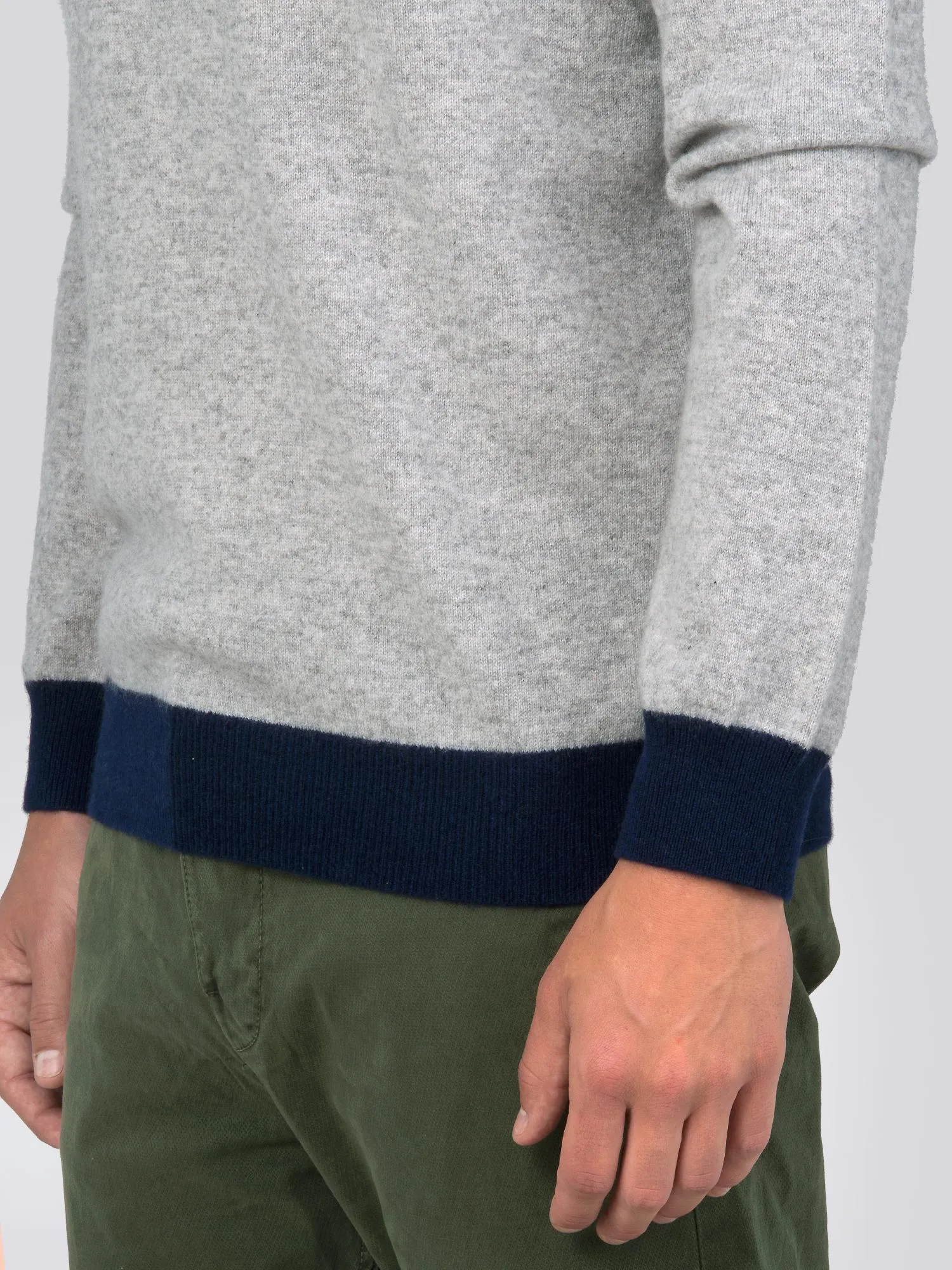 Men Crew Neck Sweater_CB_Light Grey/Navy