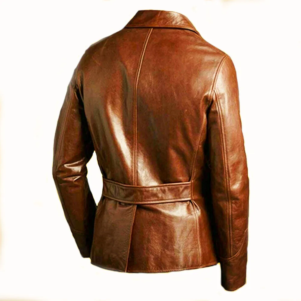 Mens Leather Blazer Genuine Cowhide Leather Top Winter Jacket Stylish Real Leather Coats For Men