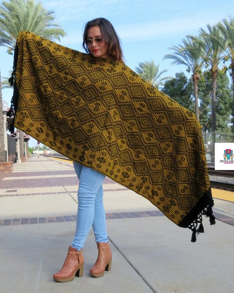 Mexican Maxi Scarf & Shawl Yellow