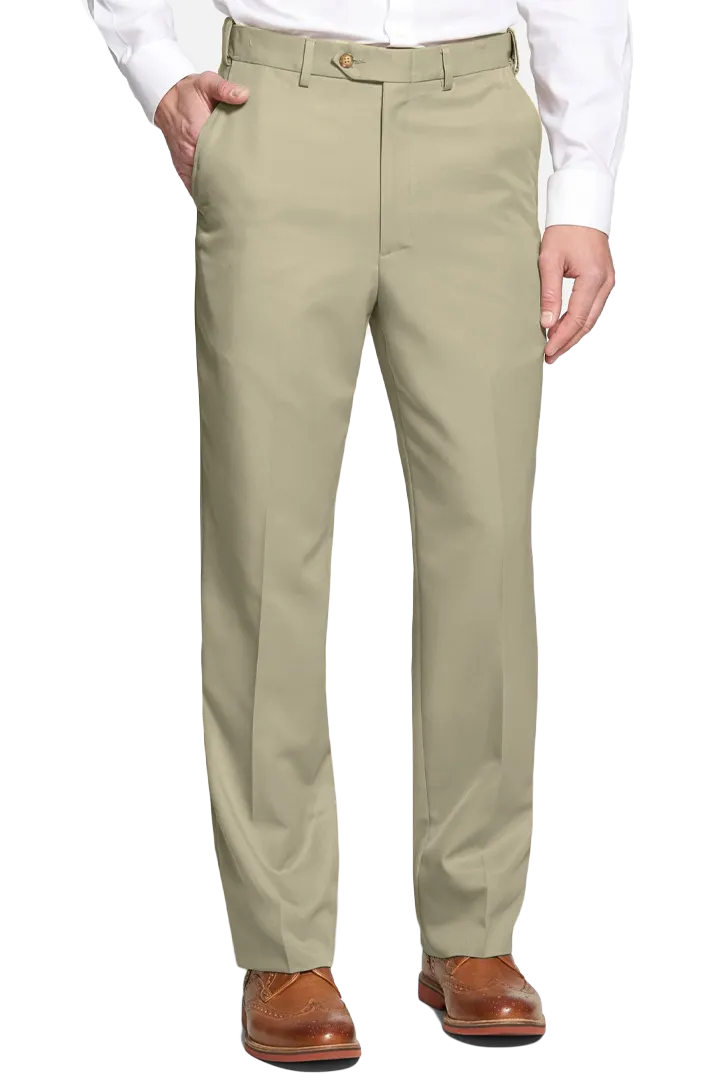 Microfiber Performance Trouser, Taupe<br>Flat Front<br>Regular Rise