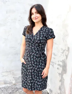 Midnight Blooms Organic Wrap Dress