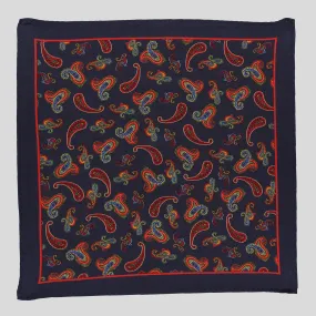 Navy Blue Pocket Sqaure, Floral Pocket Square