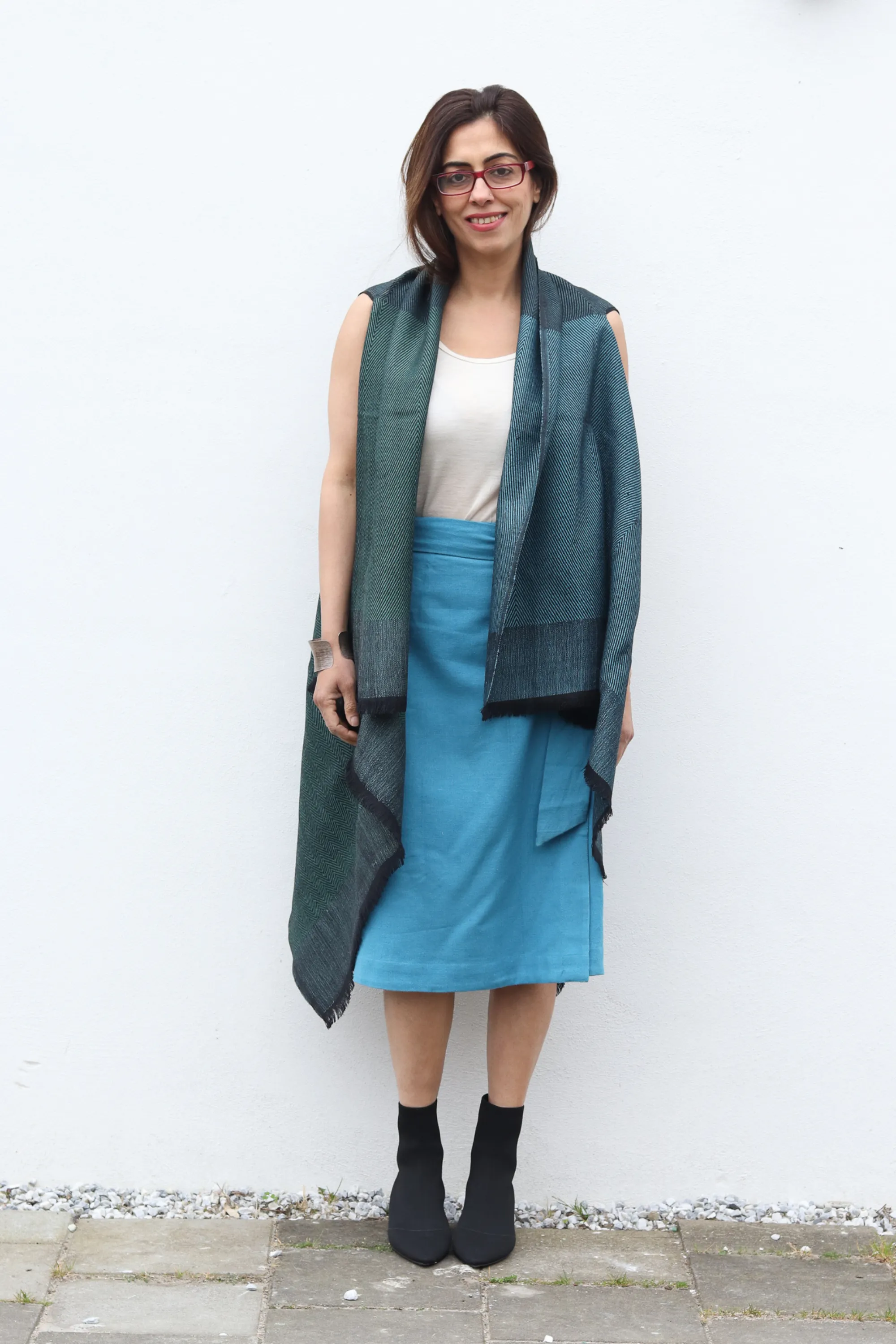 NEW! Cotton Hemp Wrap Skirt Blue