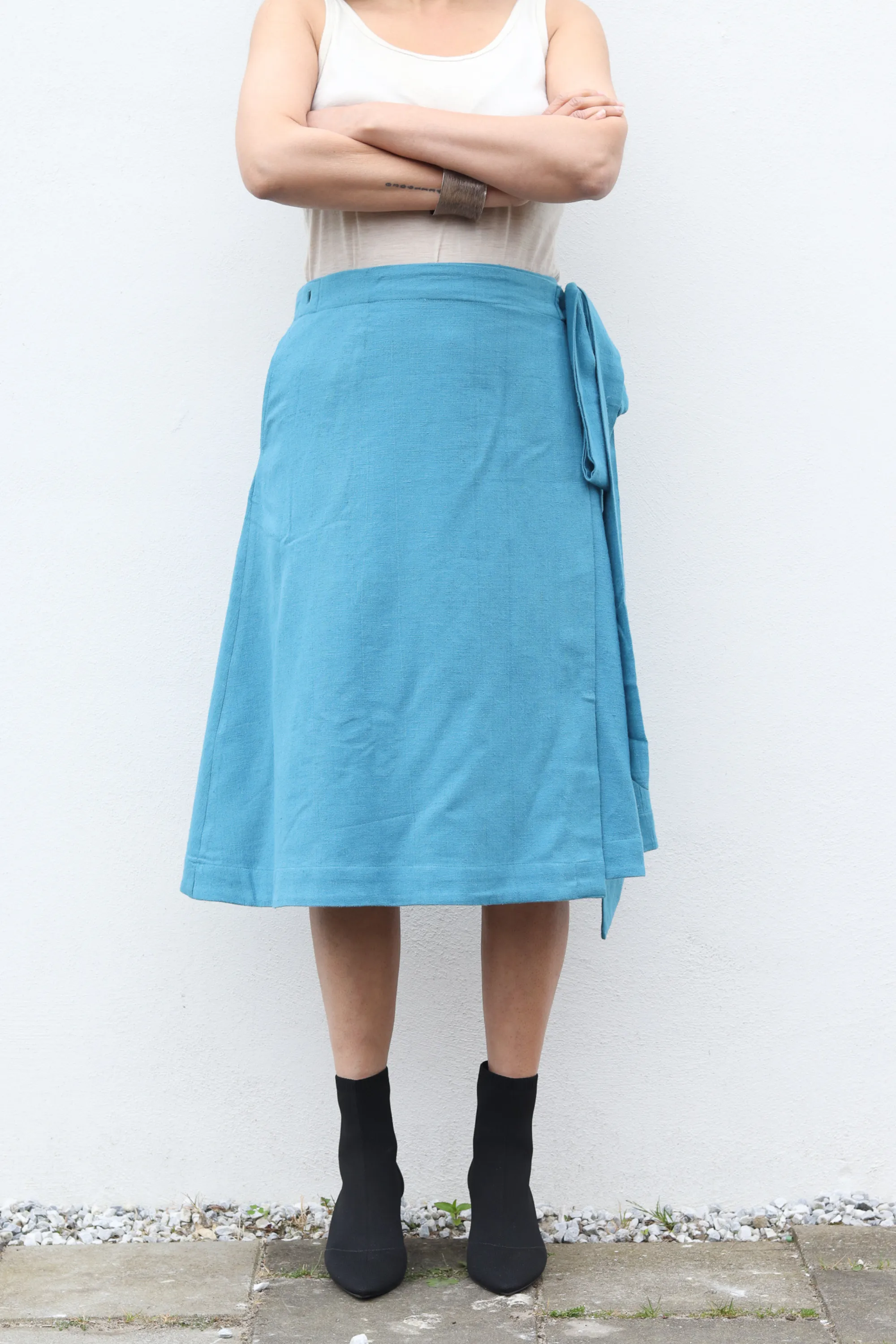 NEW! Cotton Hemp Wrap Skirt Blue