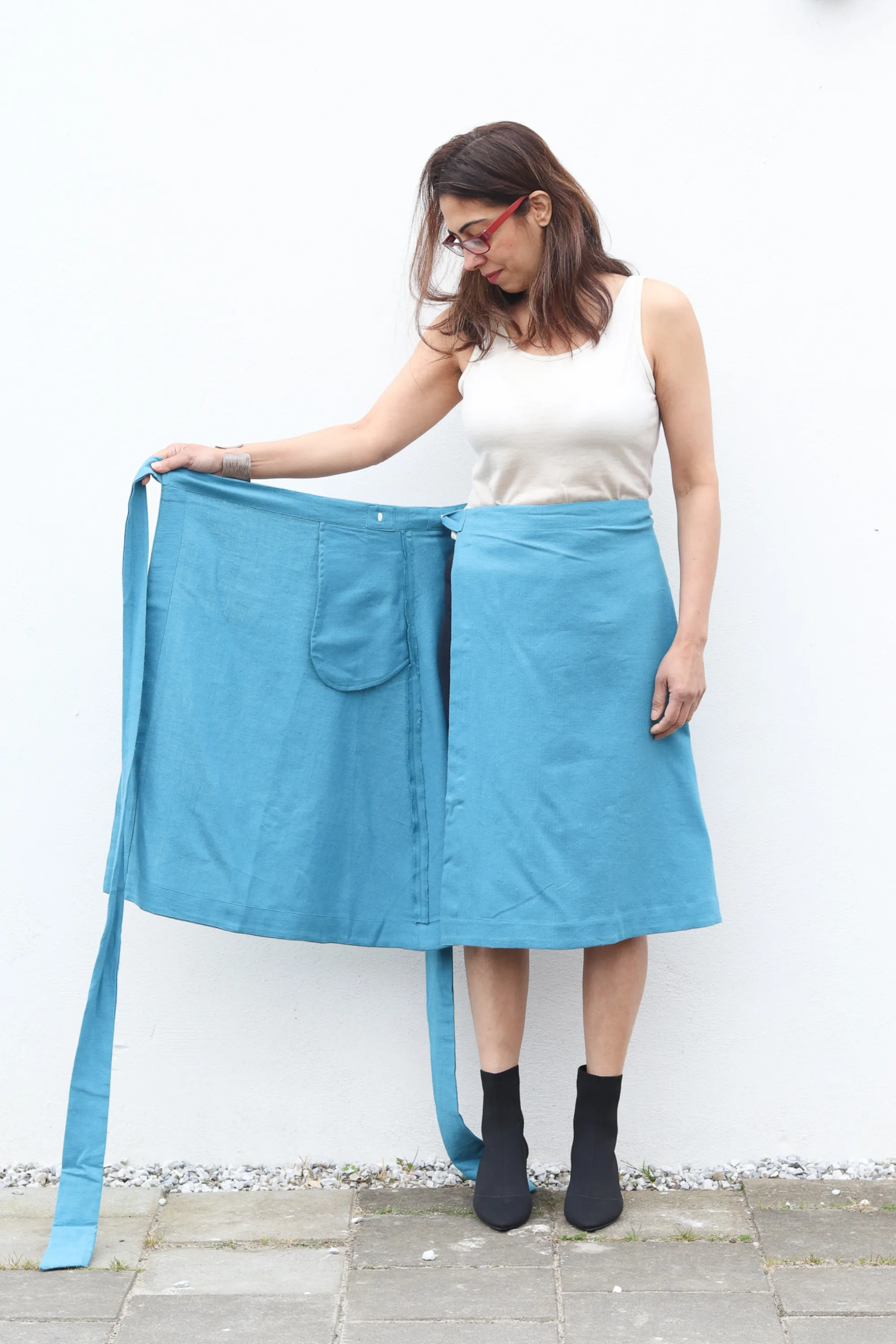 NEW! Cotton Hemp Wrap Skirt Blue