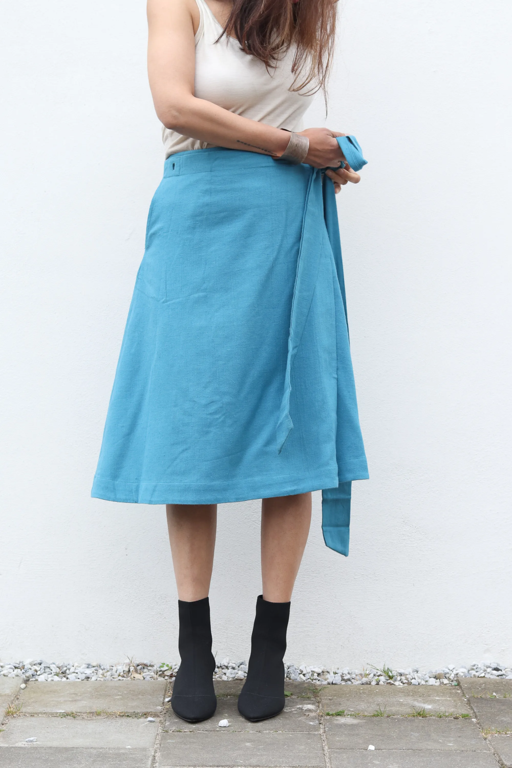 NEW! Cotton Hemp Wrap Skirt Blue