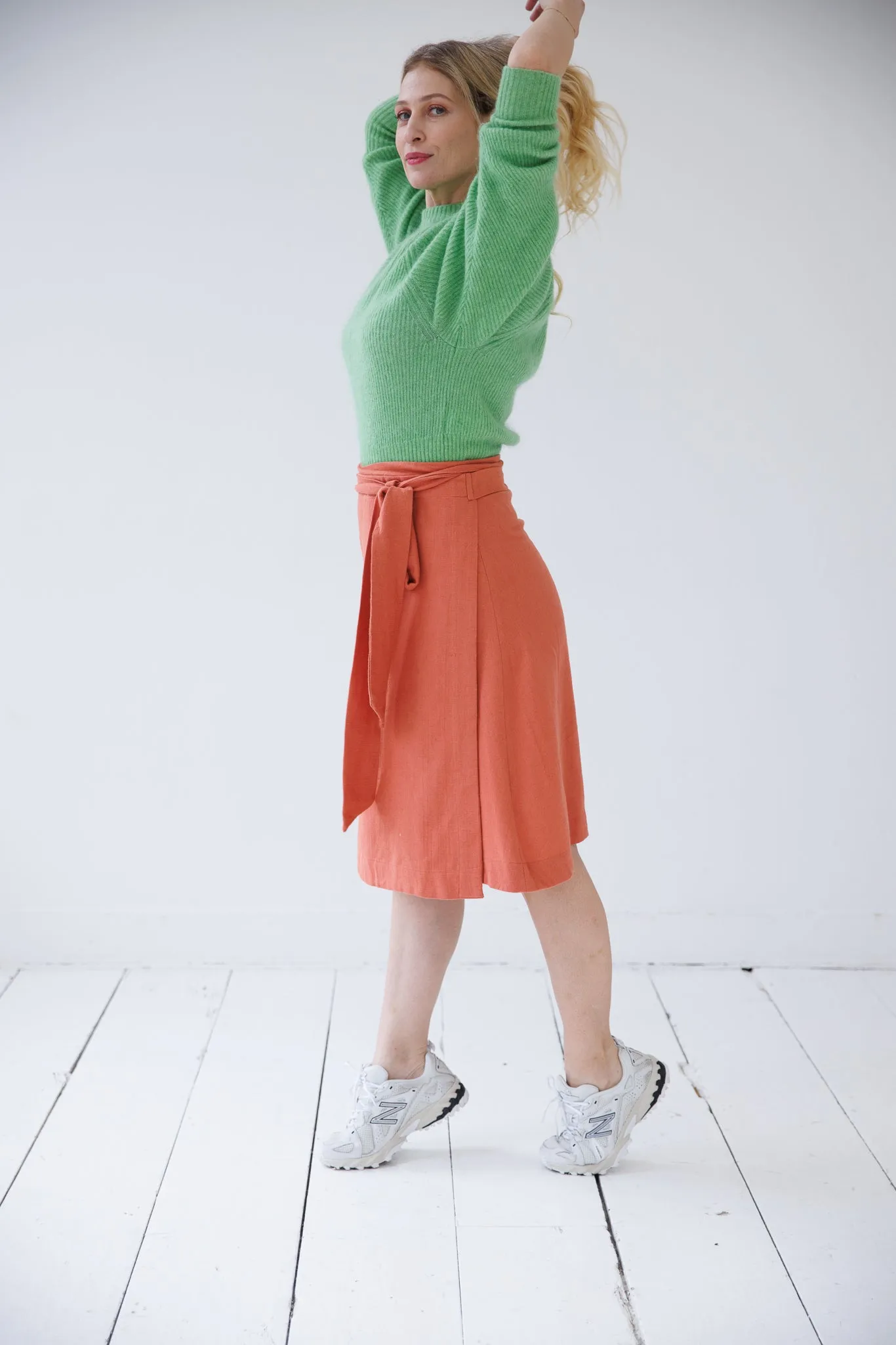 NEW! Cotton Hemp Wrap Skirt Salmon