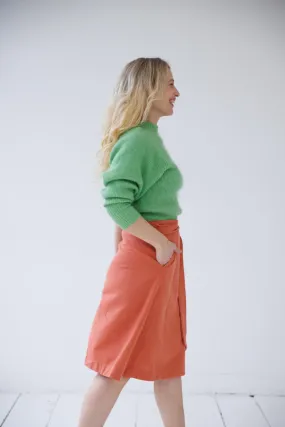 NEW! Cotton Hemp Wrap Skirt Salmon