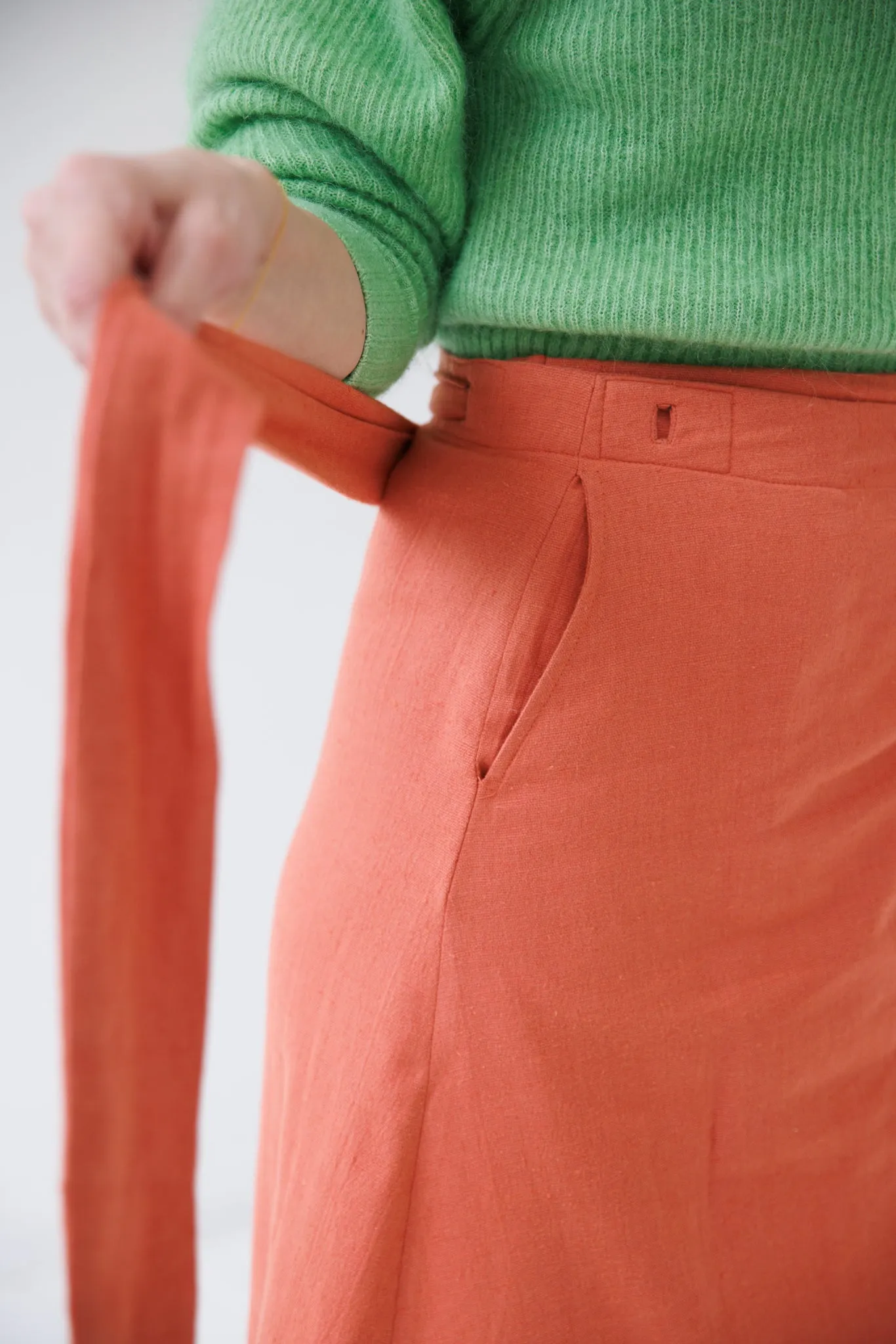 NEW! Cotton Hemp Wrap Skirt Salmon