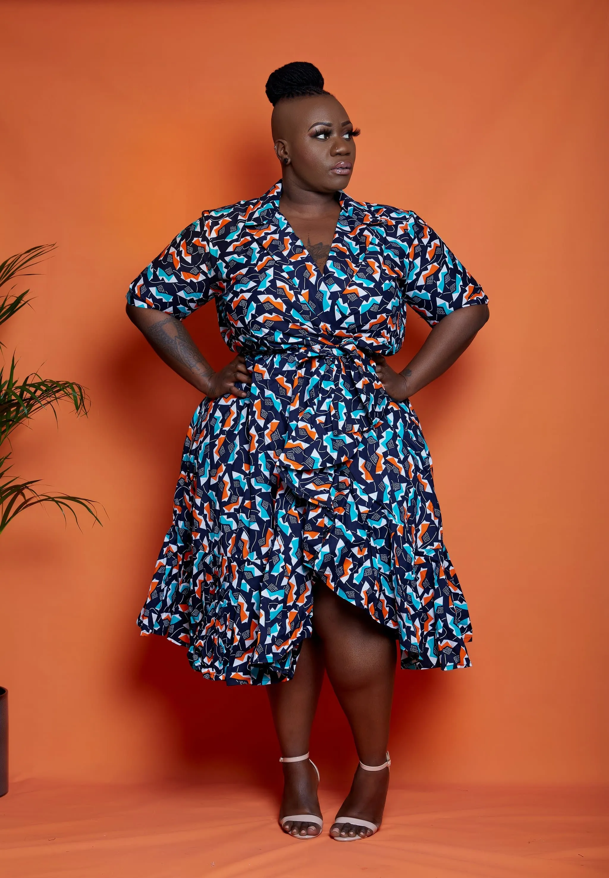 New in: African Print Wrap Midi Dress - Olla