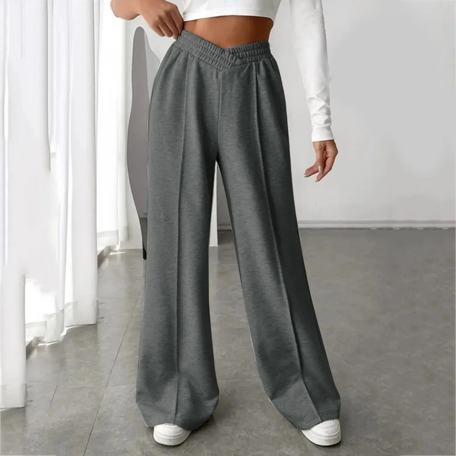 New Irregular High Wide Oversized Baggy Trousers Gray Pants