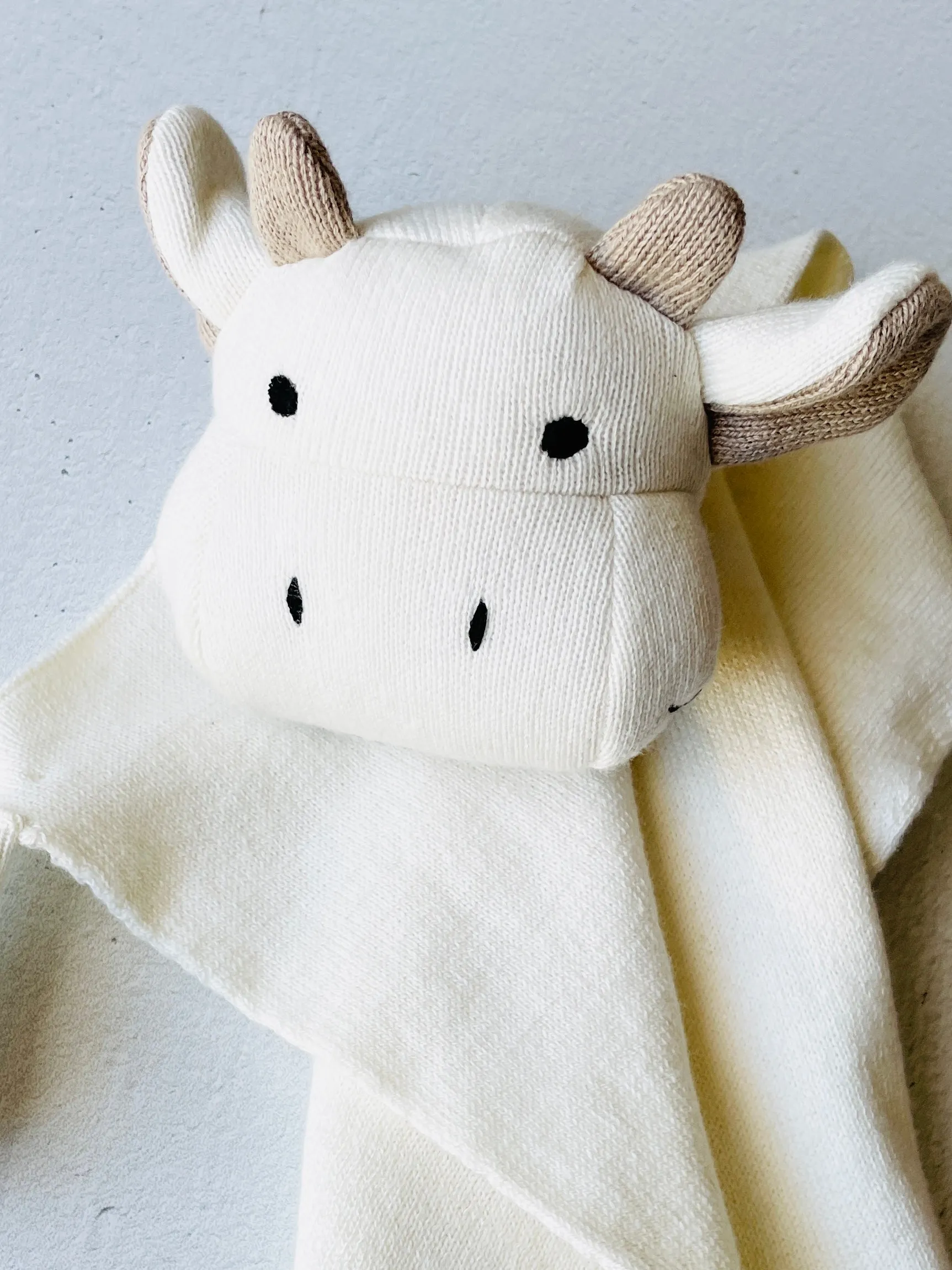 Organic Baby Lovey Security Blanket Cuddle Cloth  - Cow