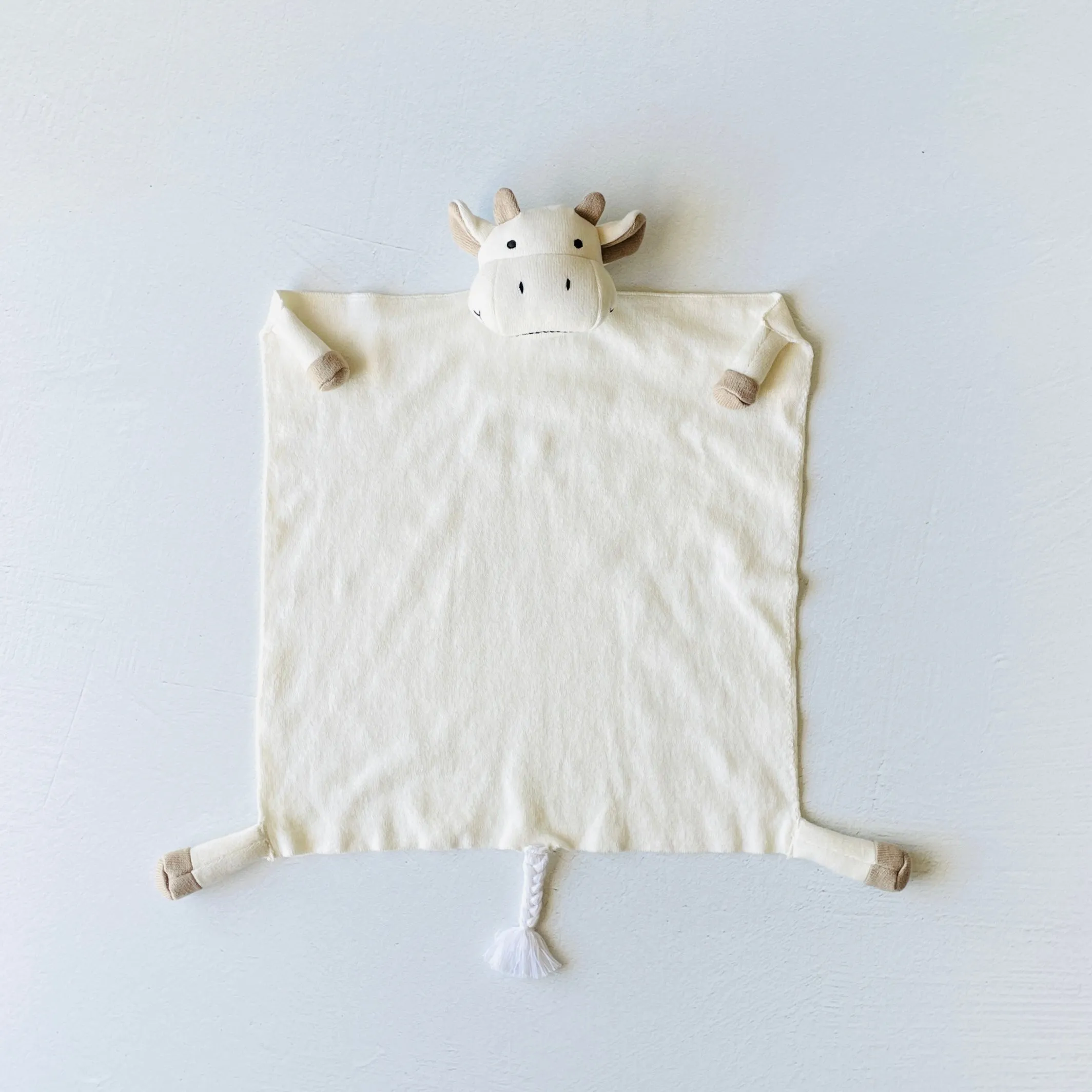 Organic Baby Lovey Security Blanket Cuddle Cloth  - Cow