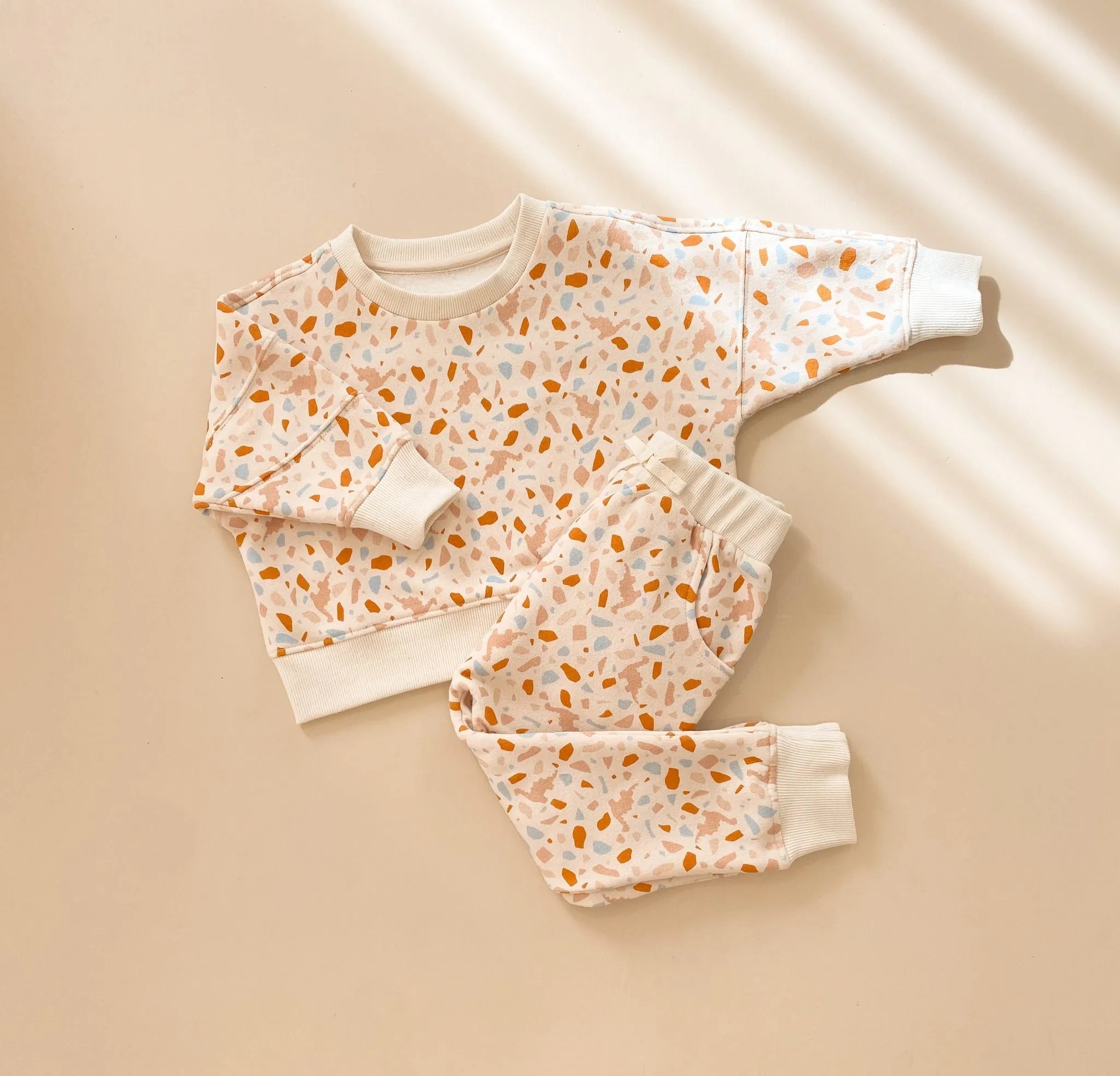 Organic Cotton Tracksuit Set- Dino Terrazzo