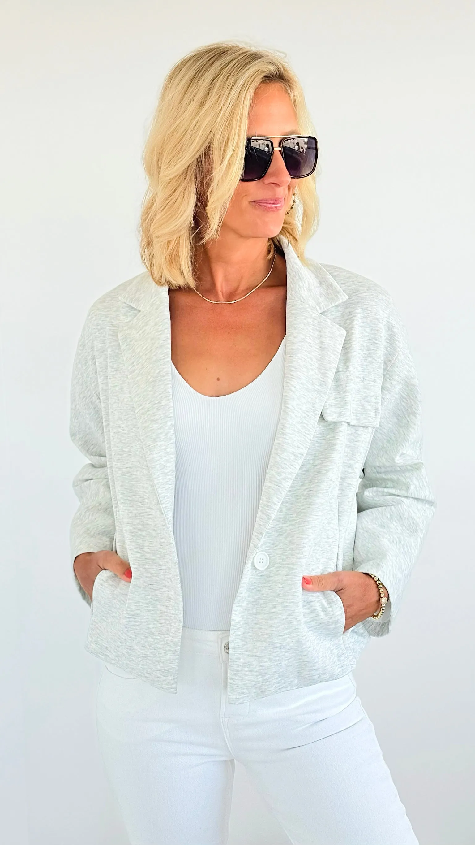 Oversized Button Closure Blazer