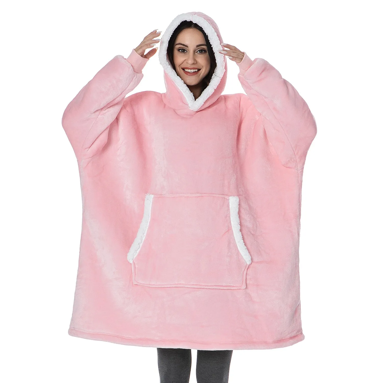 Oversized Hoodies Sweatshirt Women Winter Hoodies Fleece Giant TV Blanket With Sleeves Pullover Oversize Women Hoody Sweatshirts