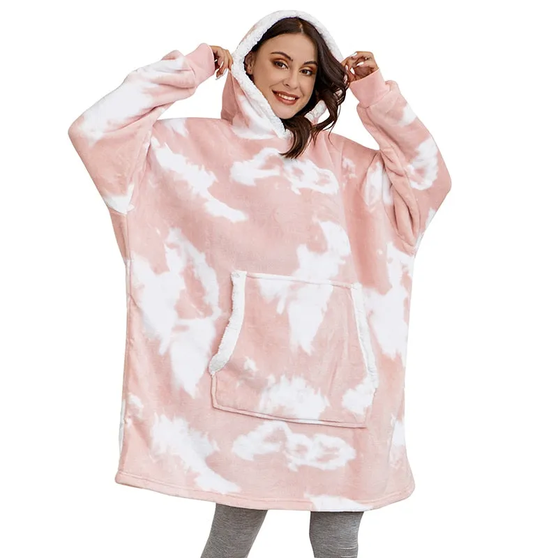 Oversized Hoodies Sweatshirt Women Winter Hoodies Fleece Giant TV Blanket With Sleeves Pullover Oversize Women Hoody Sweatshirts