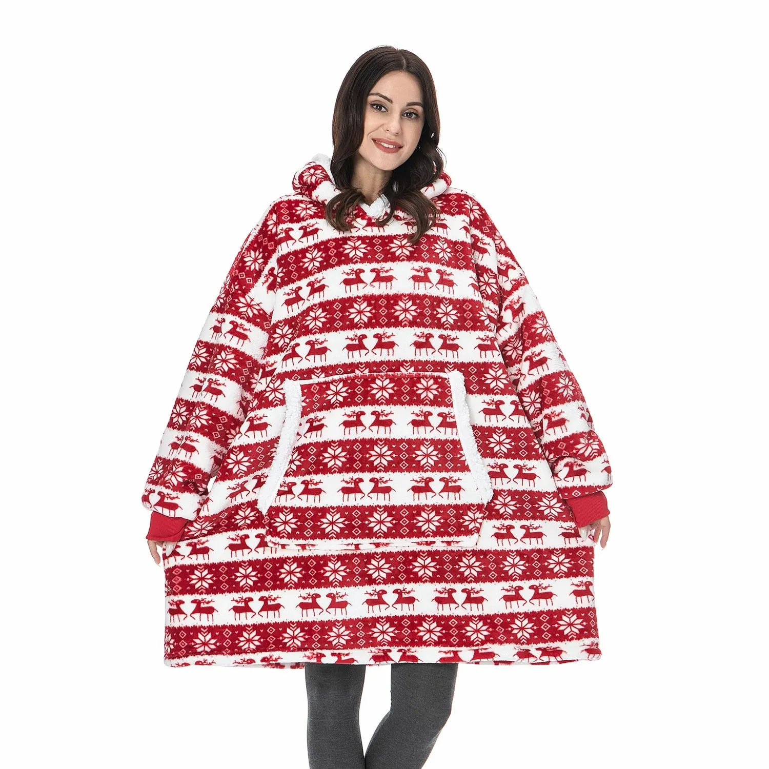 Oversized Hoodies Sweatshirt Women Winter Hoodies Fleece Giant TV Blanket With Sleeves Pullover Oversize Women Hoody Sweatshirts