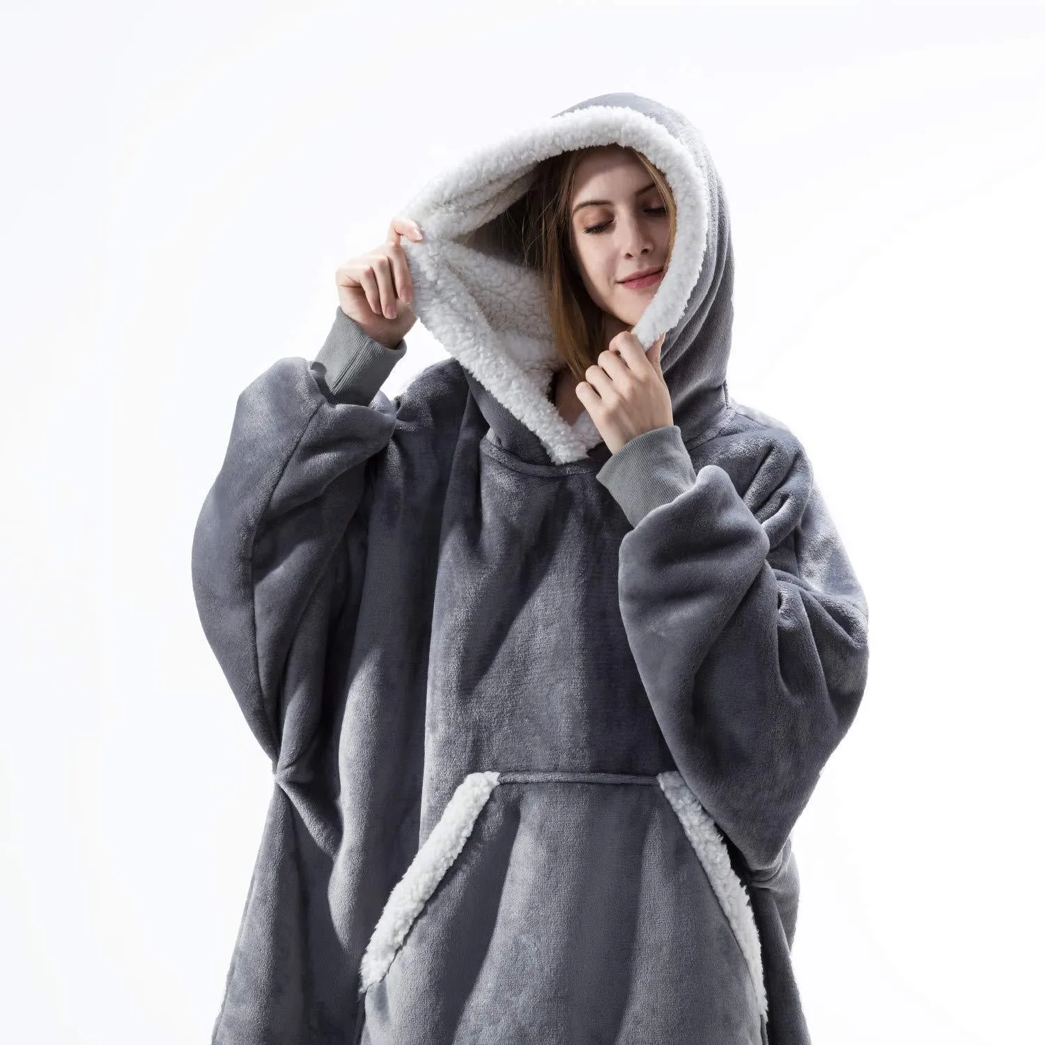 Oversized Hoodies Sweatshirt Women Winter Hoodies Fleece Giant TV Blanket With Sleeves Pullover Oversize Women Hoody Sweatshirts