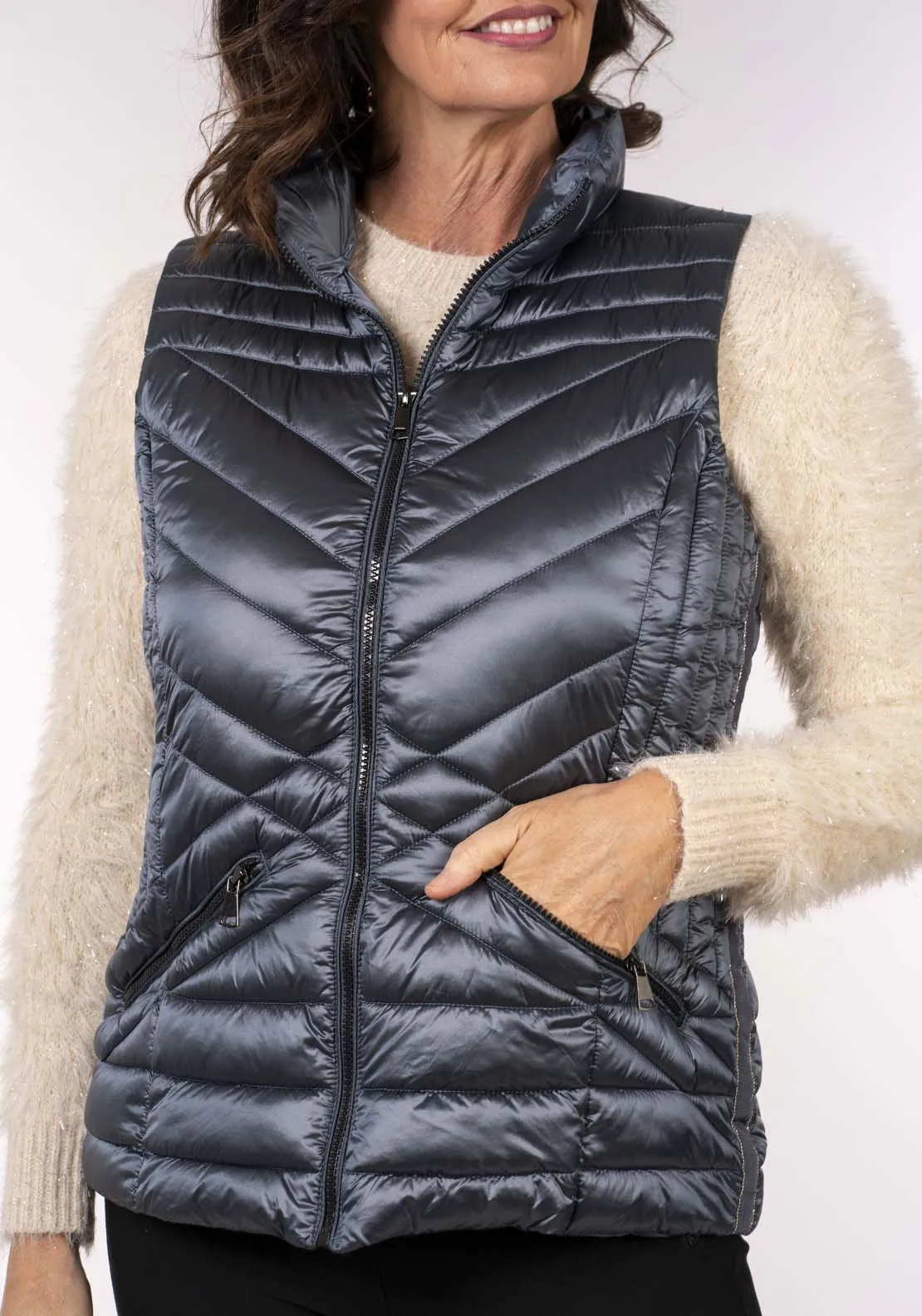 Padded Gilet - Shiny Petrol