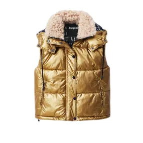 Padded Quilted Fleece Drawstring Vest