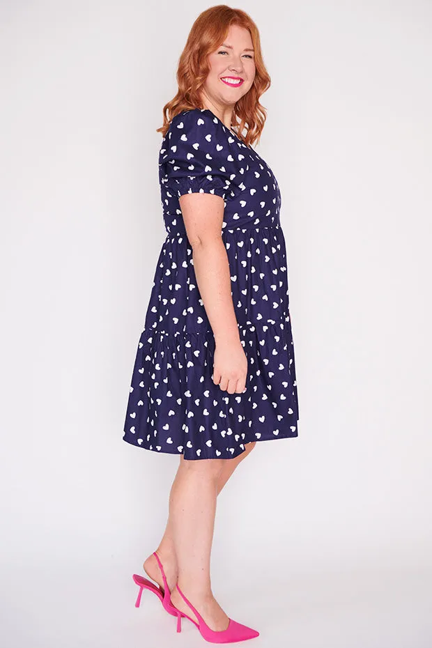 Phoebe Navy & White Hearts Dress