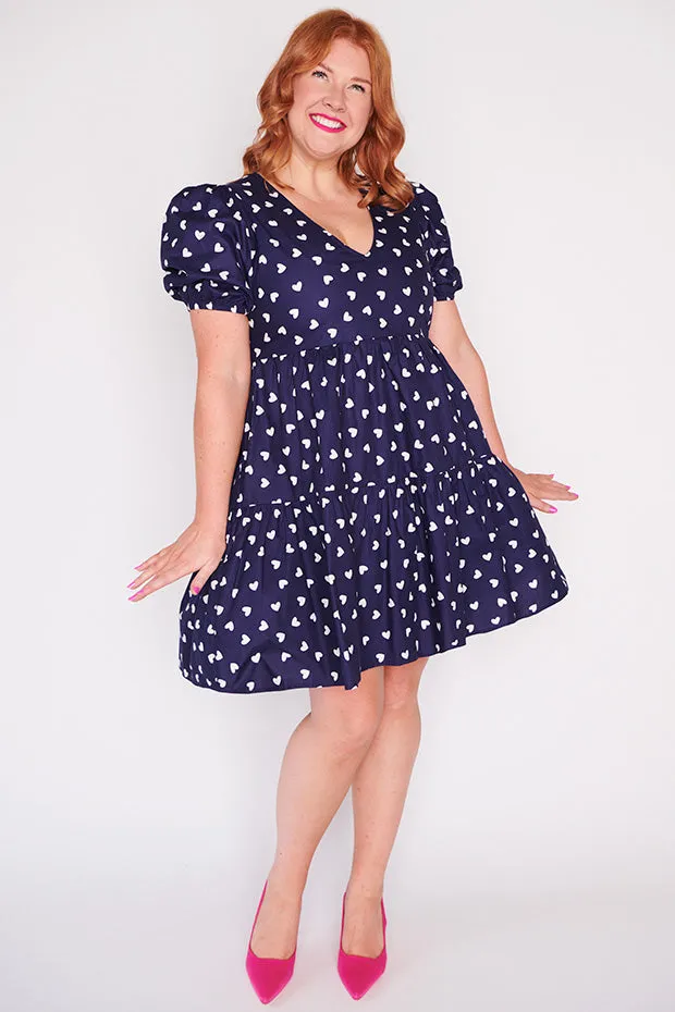 Phoebe Navy & White Hearts Dress