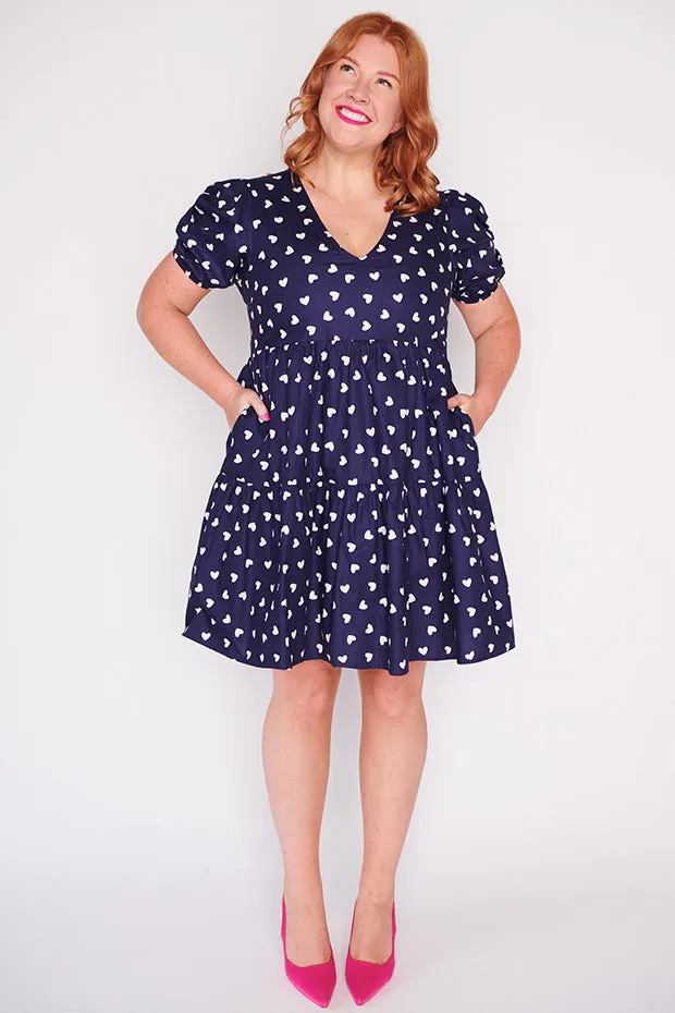 Phoebe Navy & White Hearts Dress