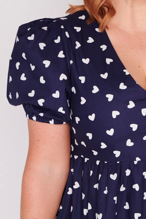 Phoebe Navy & White Hearts Dress