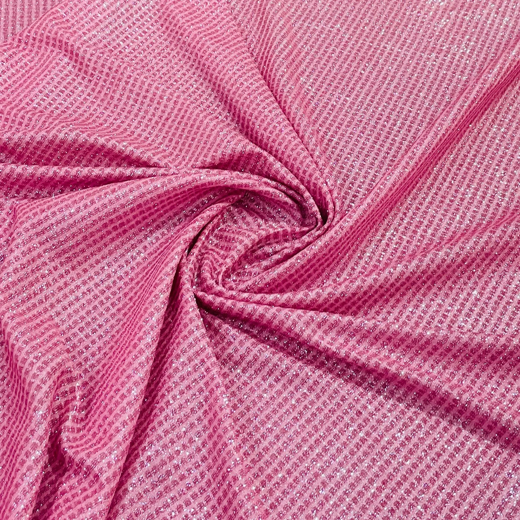 Pink Stripe Shimmer Knitted Lycra Fabric