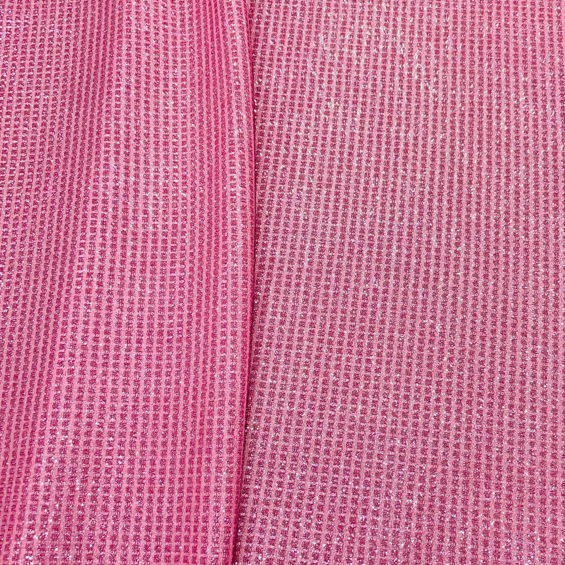 Pink Stripe Shimmer Knitted Lycra Fabric