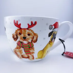 Portobello By Design Puppy In Christmas Deco Bone China XL Coffee Mug Tea Cup 20 oz