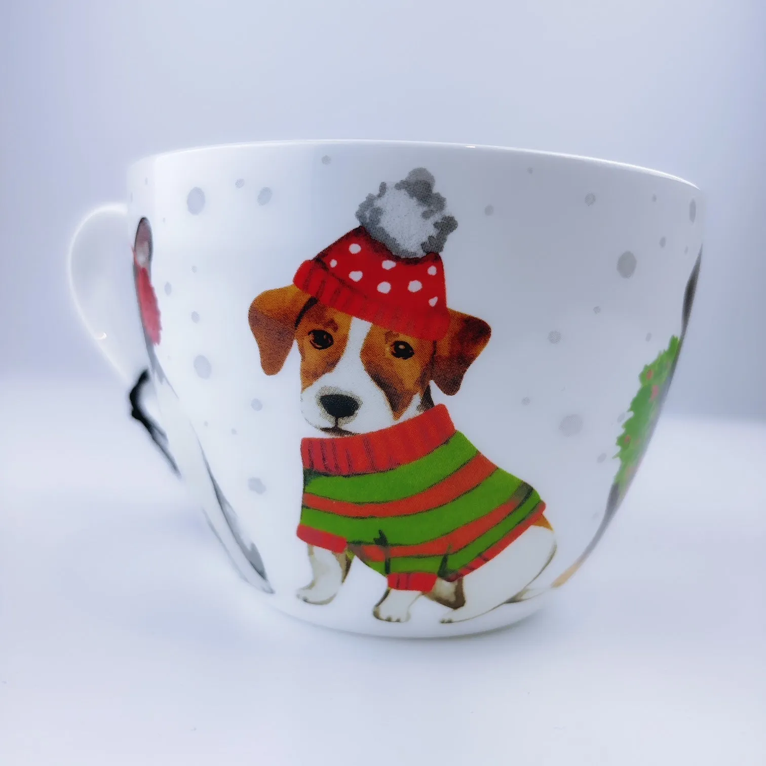 Portobello By Design Puppy In Christmas Deco Bone China XL Coffee Mug Tea Cup 20 oz