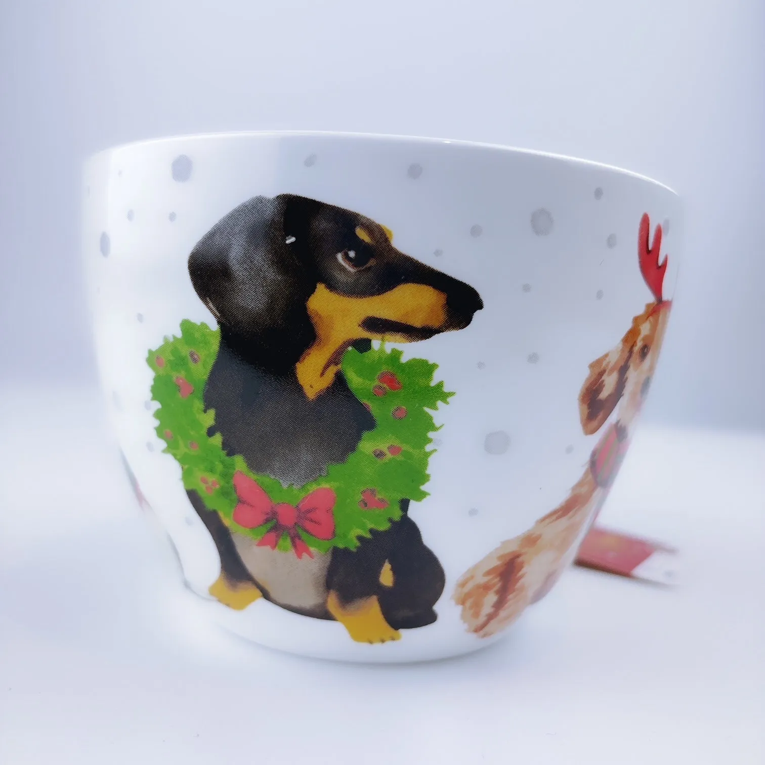 Portobello By Design Puppy In Christmas Deco Bone China XL Coffee Mug Tea Cup 20 oz